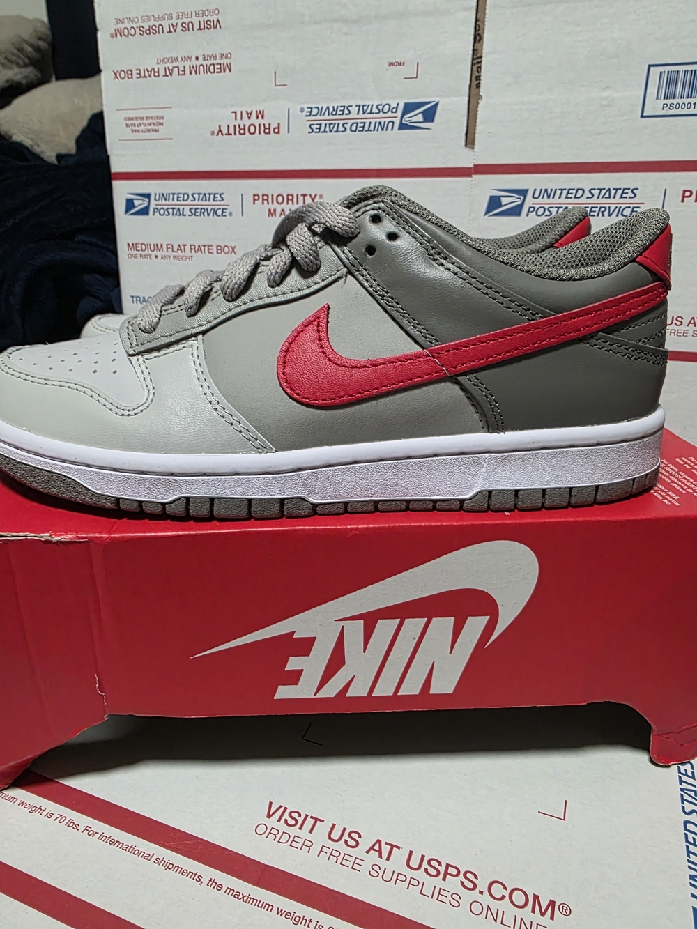 Nike Kids Gray and Red Low-Top Sneakers